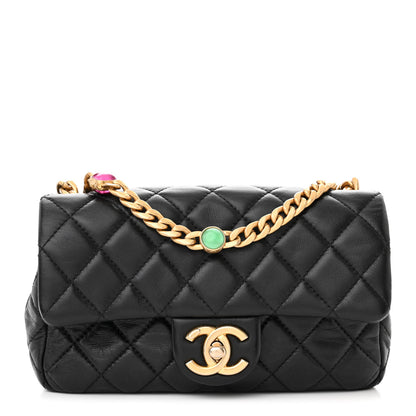 Chanel Lambskin Resin Quilted Mini Rectangular Pearl Samba Flap Black 1 of 11