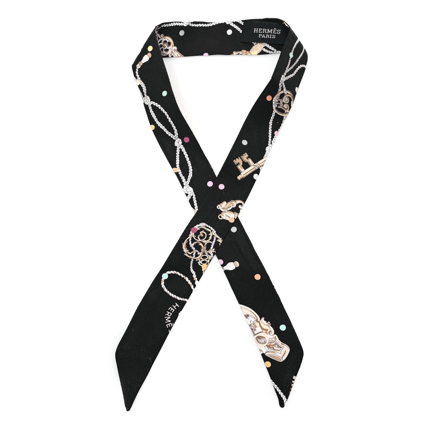 Silk Les Cles A Pois Doll Twilly Black Beige Rose