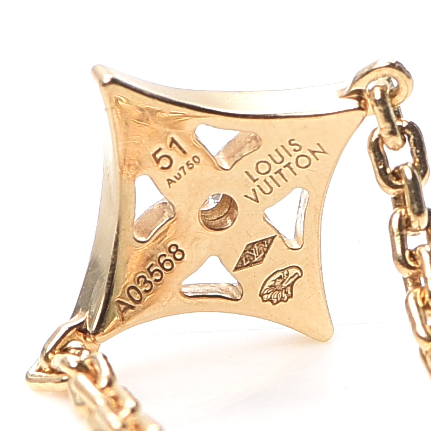 Louis Vuitton 18K Yellow Gold Diamond Idylle Blossom Chain Ring 51 5.75 4 of 5