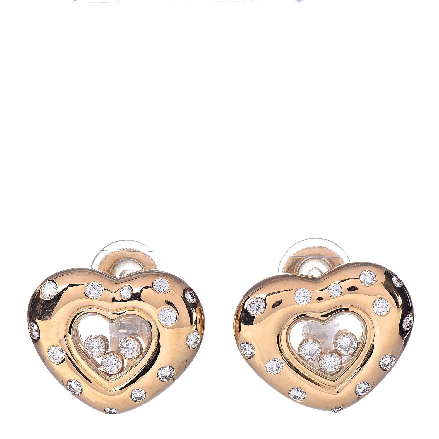 Chopard 18K Yellow Gold Diamond 3 Happy Diamonds Icon Heart Clip-On Earrings 1 of 5
