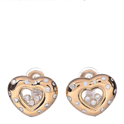 Chopard 18K Yellow Gold Diamond 3 Happy Diamonds Icon Heart Clip-On Earrings 1 of 5