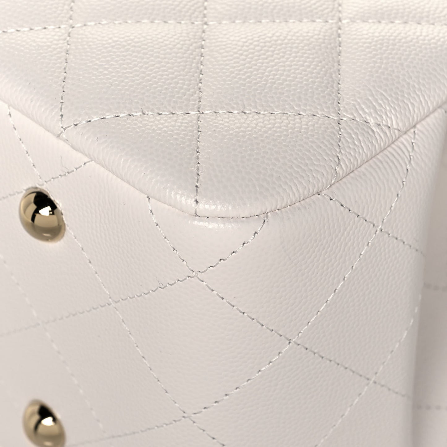 Caviar Quilted Large Classic Shopping Tote White