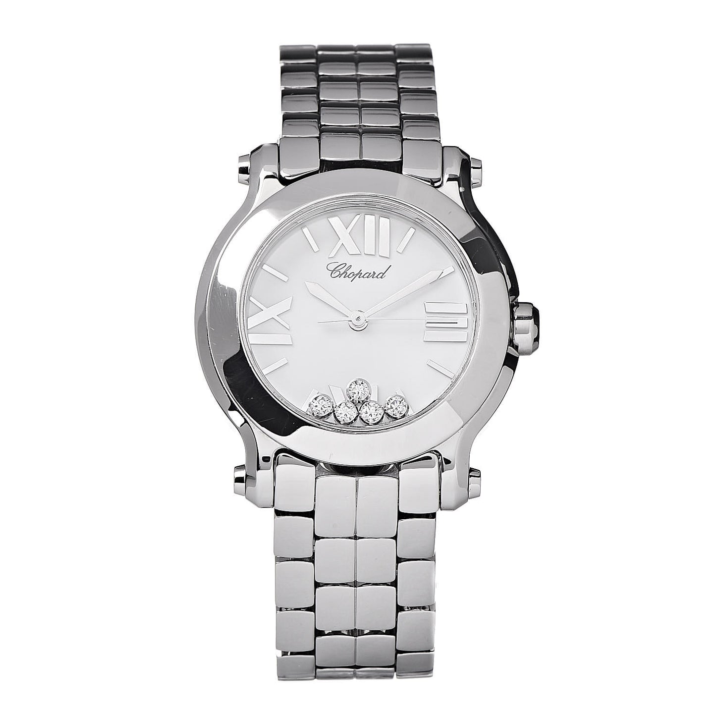 Stainless Steel 5 Diamond 30mm Happy Sport Quartz Watch