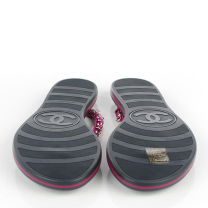 Chanel Suede Chain CC Thong Sandals 39.5 Dark Pink 6 of 7