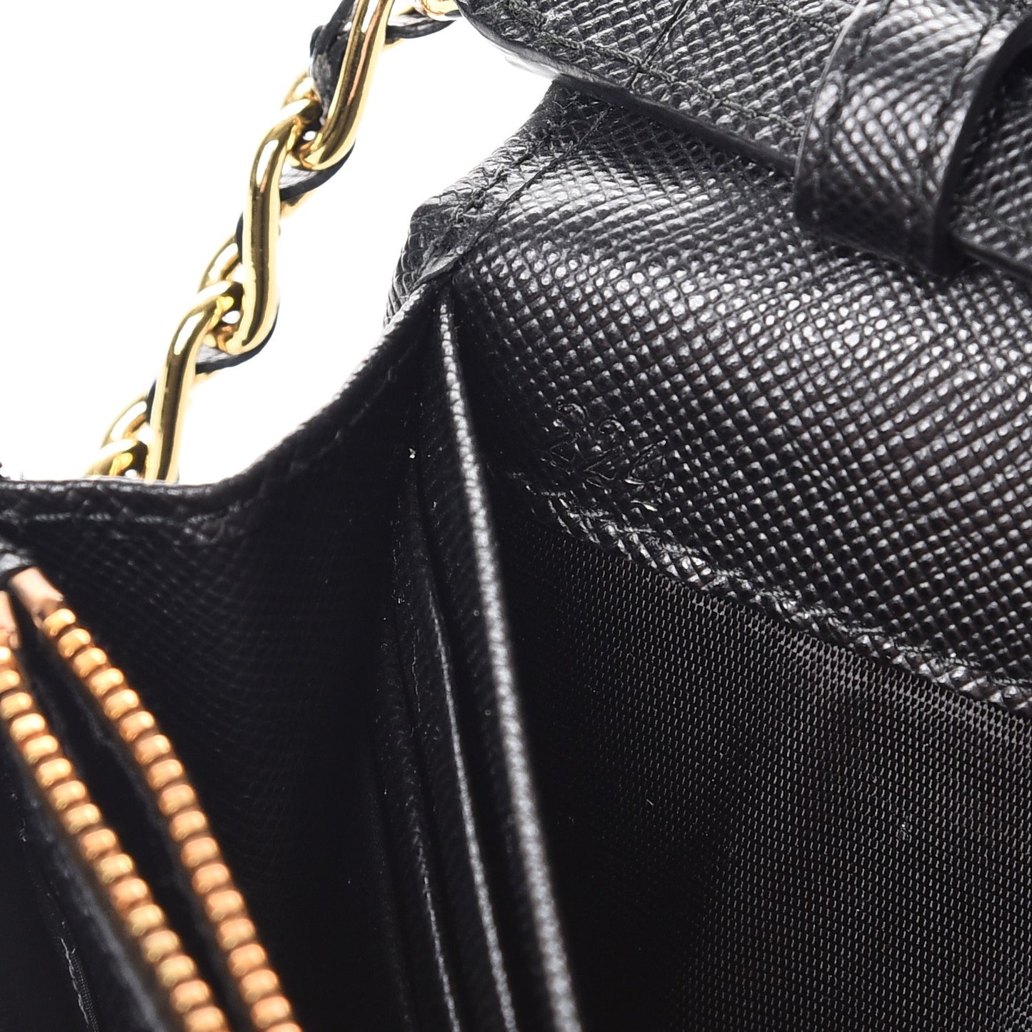 Saffiano Metal Oro Chain Wallet Nero Black