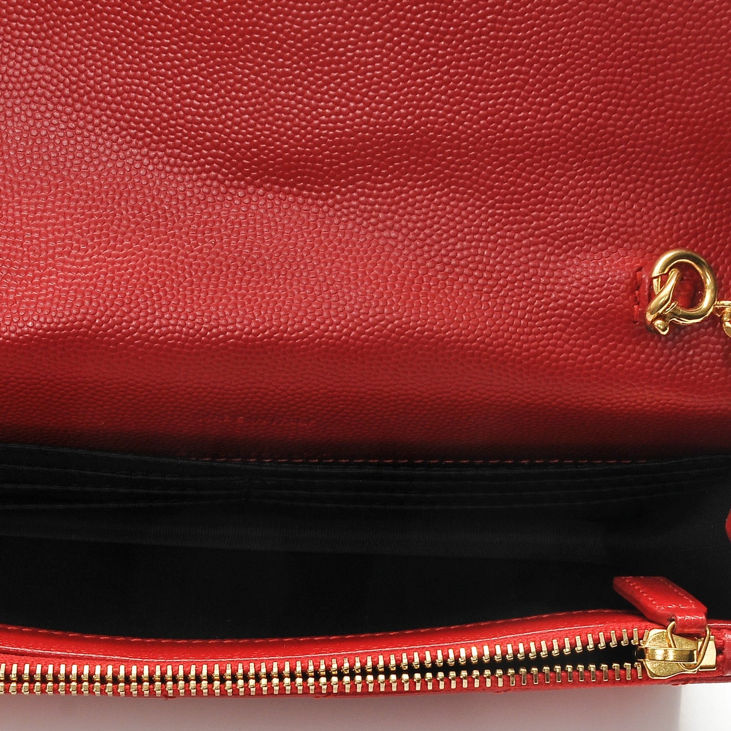Grain De Poudre Matelasse Chevron Monogram Envelope Chain Wallet New Red