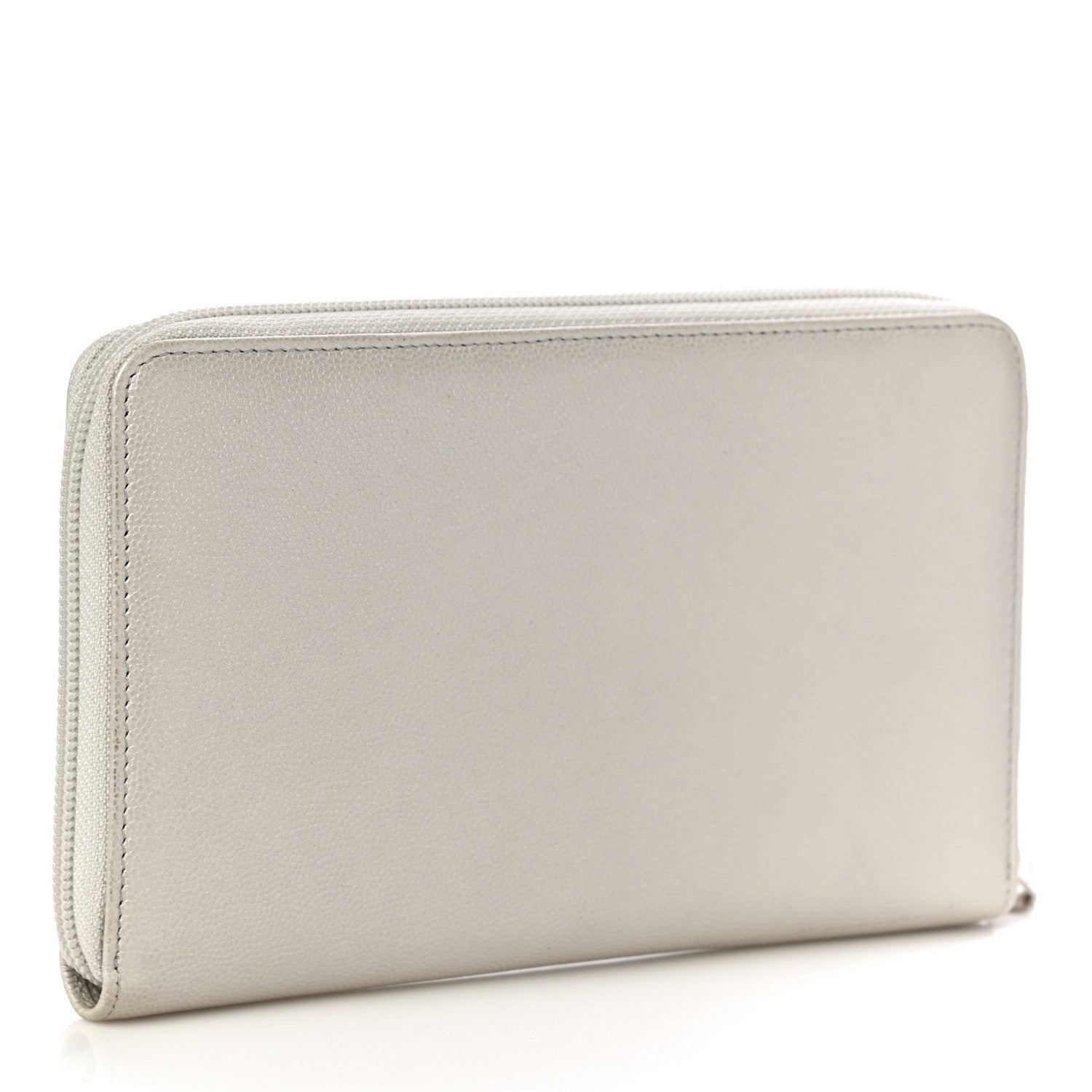Chanel Metallic Caviar Large Sevruga Zip Around Organizer Wallet Silver 3 of 10