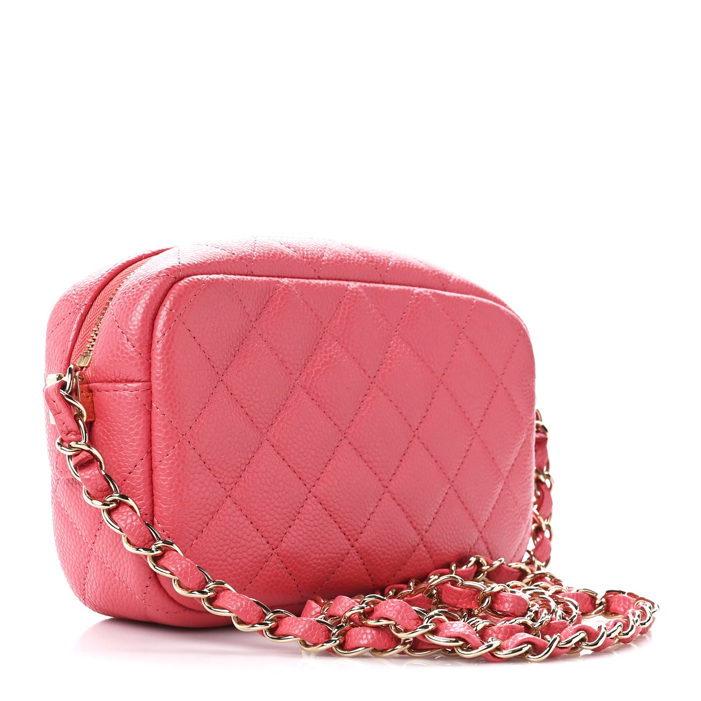 Iridescent Caviar Small Timeless Camera Case Coral