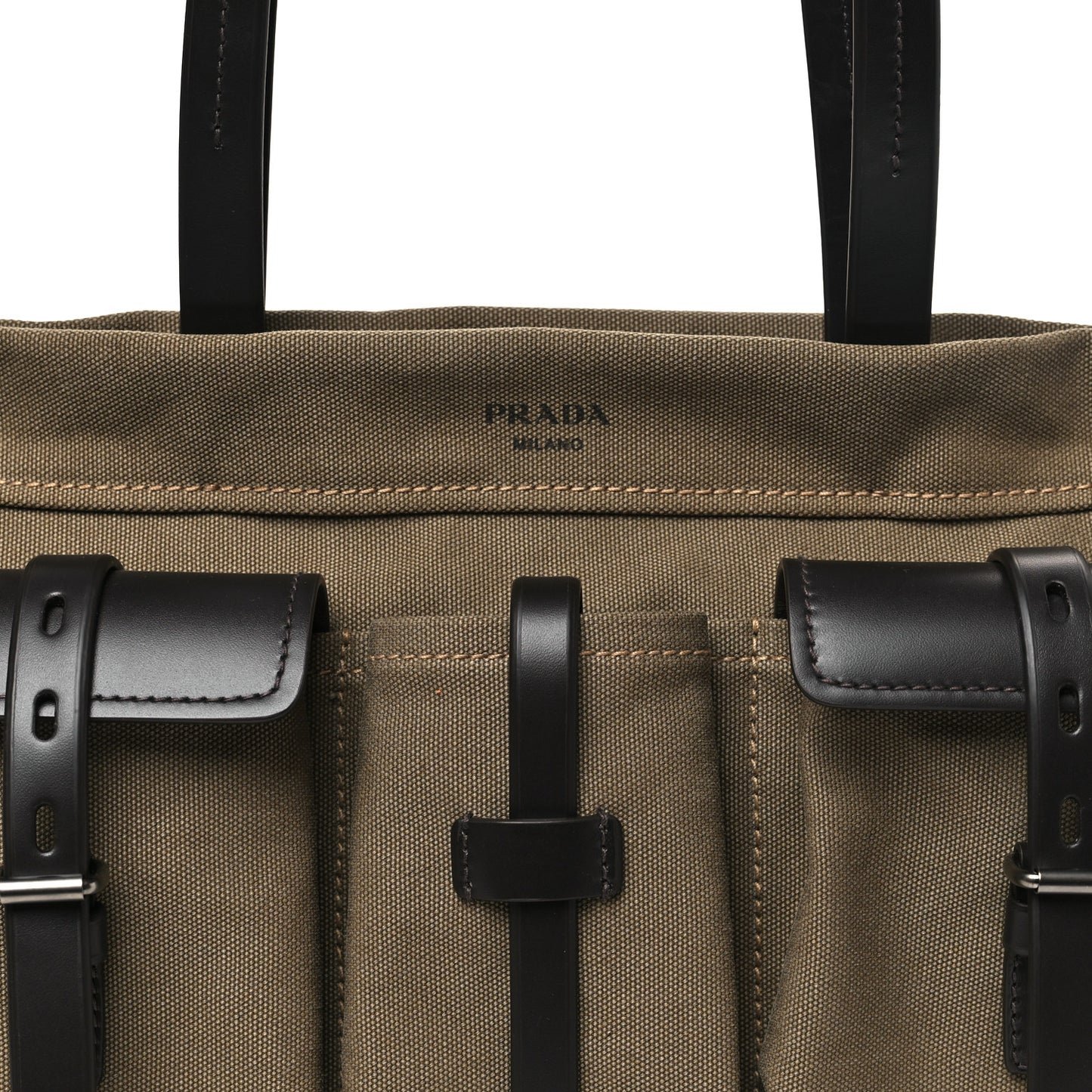 Canvas Calfskin Large Route Shoulder Bag Forest Green