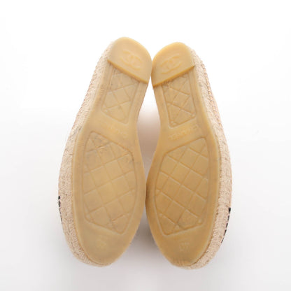 Chanel Lambskin CC Espadrilles 40 Beige Black 5 of 9