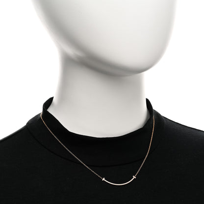 Tiffany 18K Rose Gold Diamond Small T Smile Pendant Necklace 2 of 5