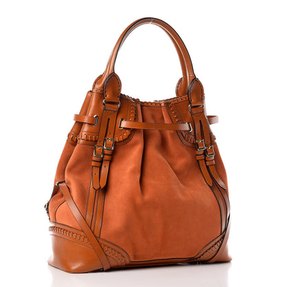 Burberry Suede Calfskin Large Whipstitch Tote Brown 3 of 17