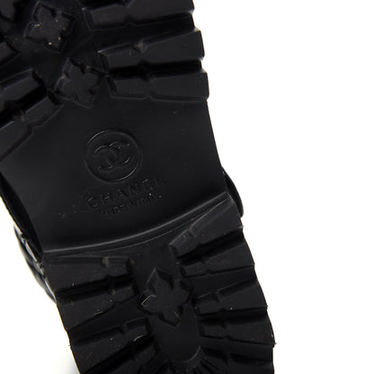 Chanel Calfskin Quilted Biker Boots 37.5 Black 8 of 10