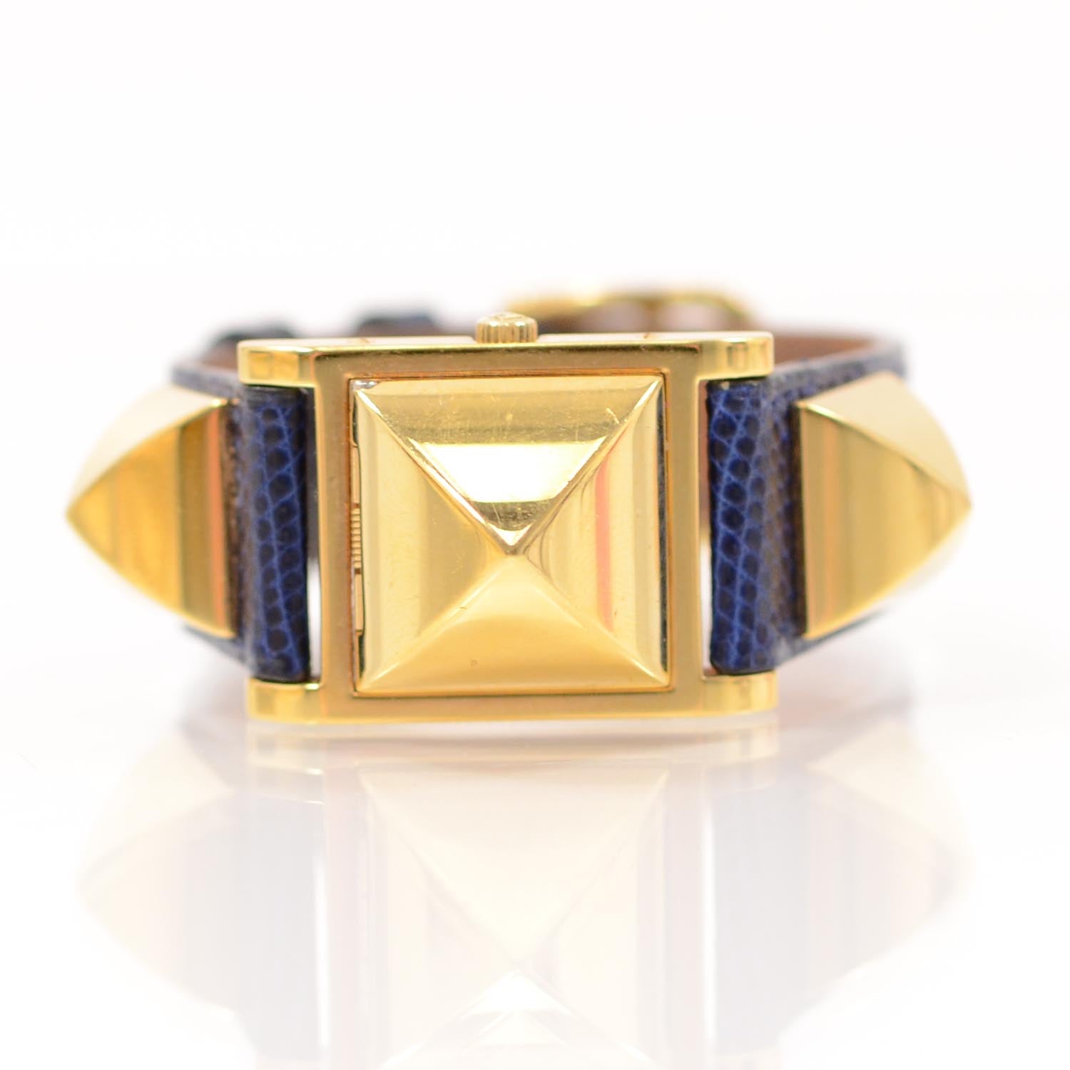 Hermes Lizard Medor Watch Bleu Roi 1 of 9