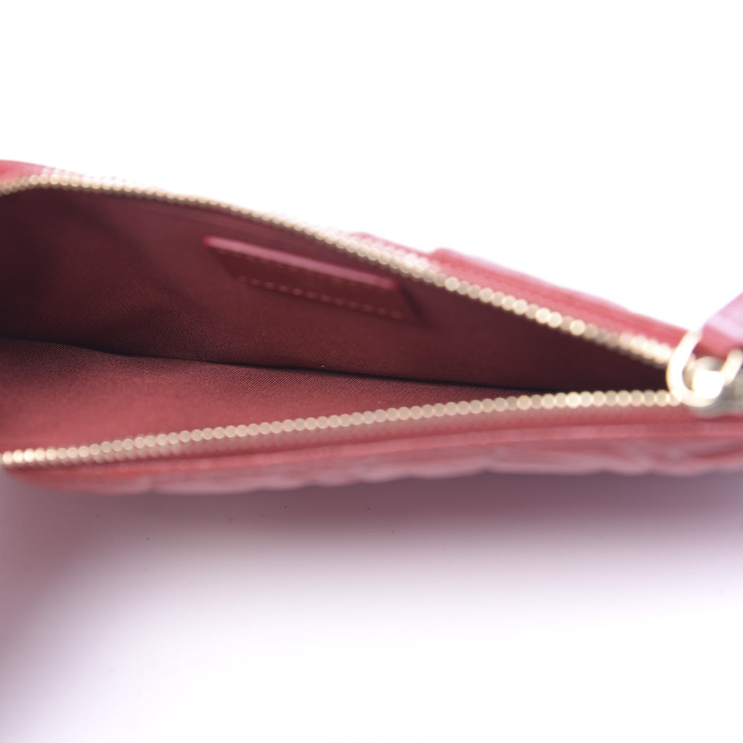 Caviar Camellia Embossed Classic Flat Wallet Pouch Red