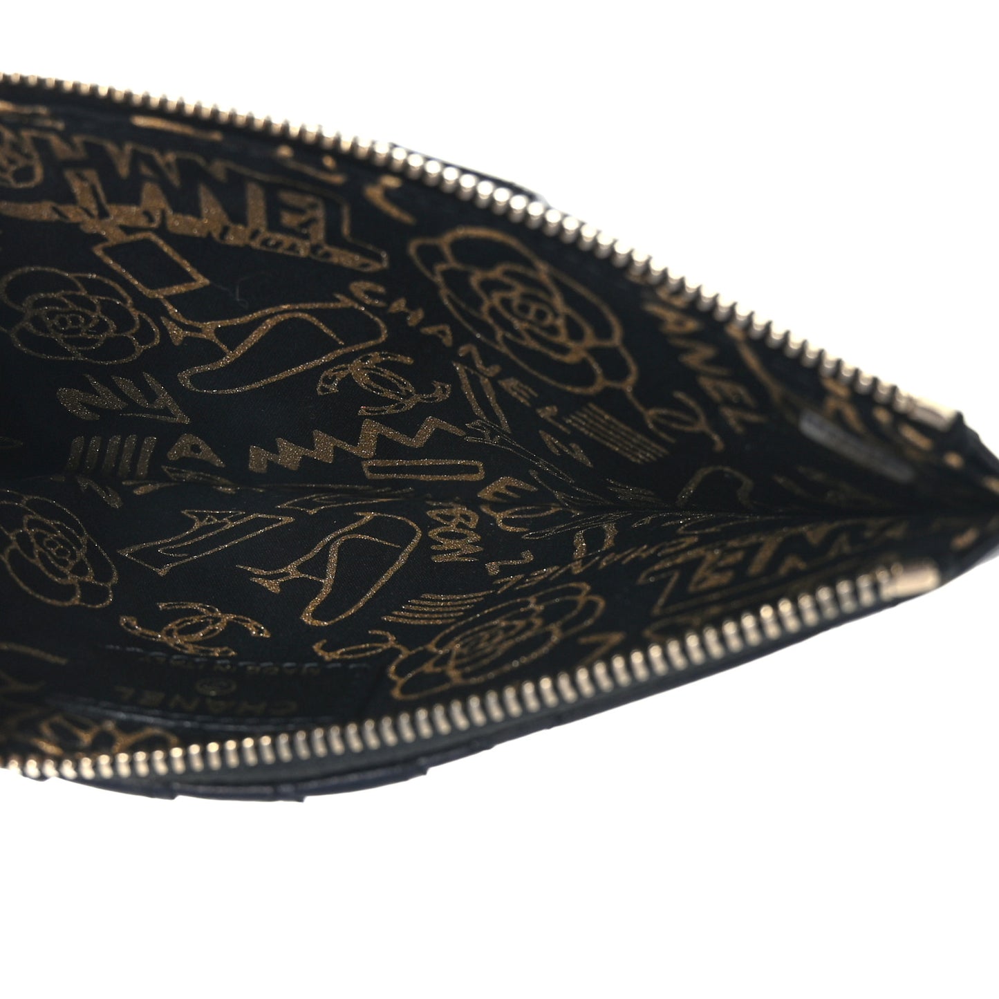 Lambskin Quilted Egyptian Amulet Classic Flat Wallet Pouch Black