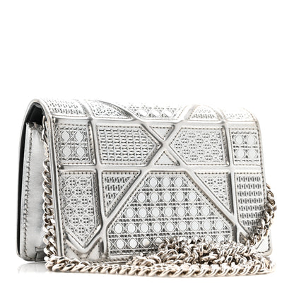 Christian Dior Metallic Patent Micro-Cannage Baby Diorama Flap Bag Silver 3 of 15