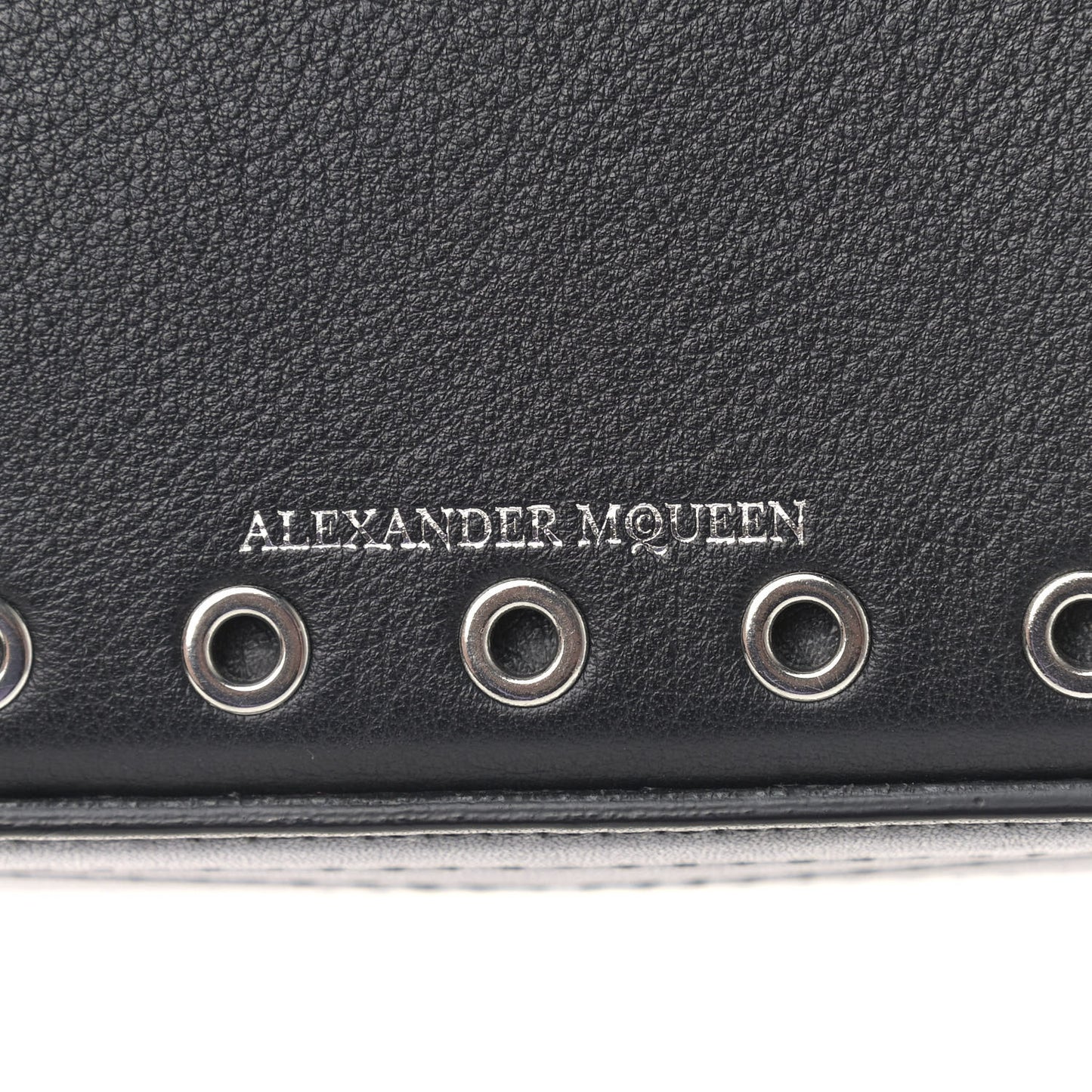 Fine Grain Goatskin Perforated Box Shoulder Bag 16 Black