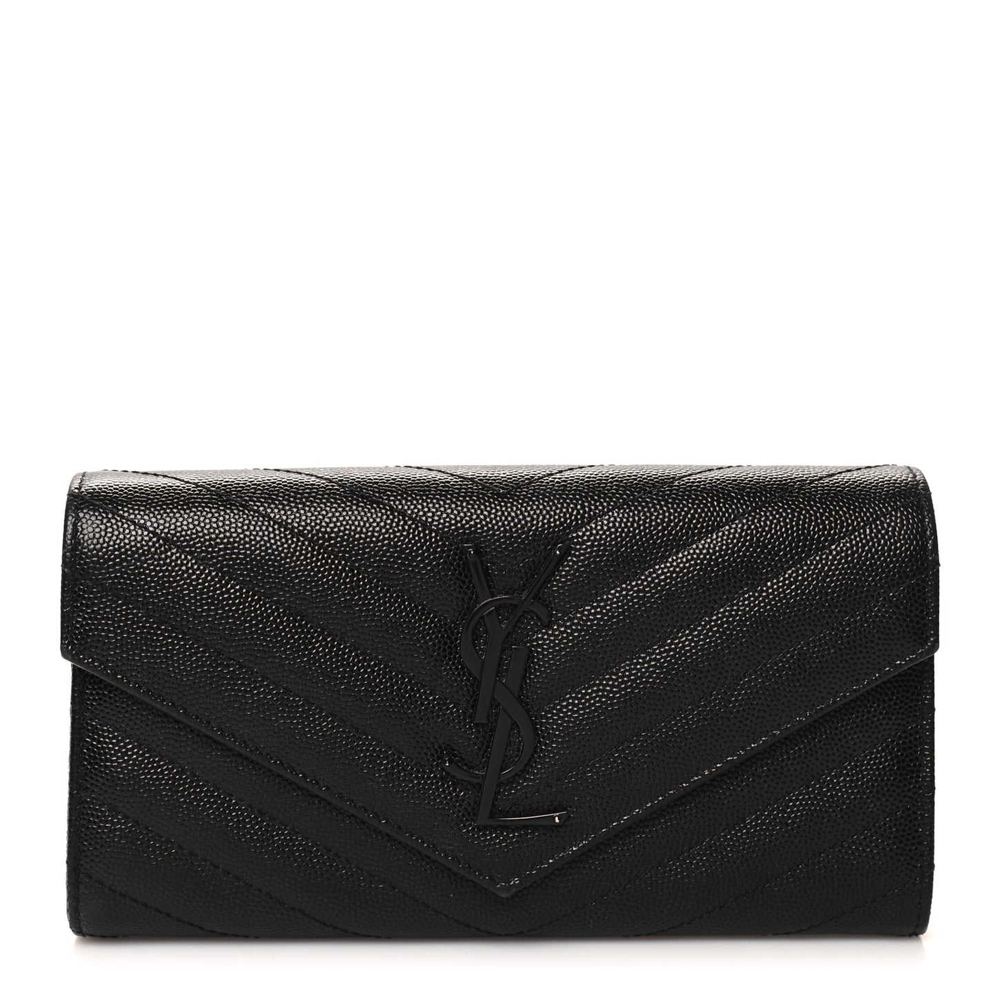 Grain De Poudre Matelasse Chevron Monogram Flap Wallet Black