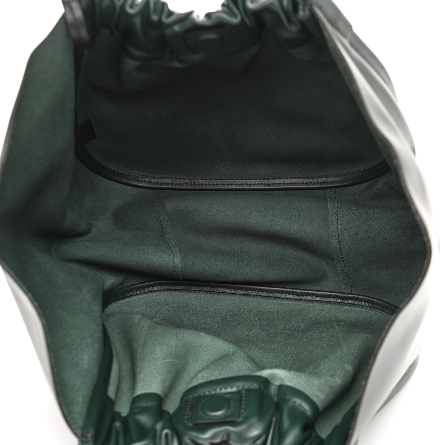 Calfskin XL Ruched Tote Petrol Green