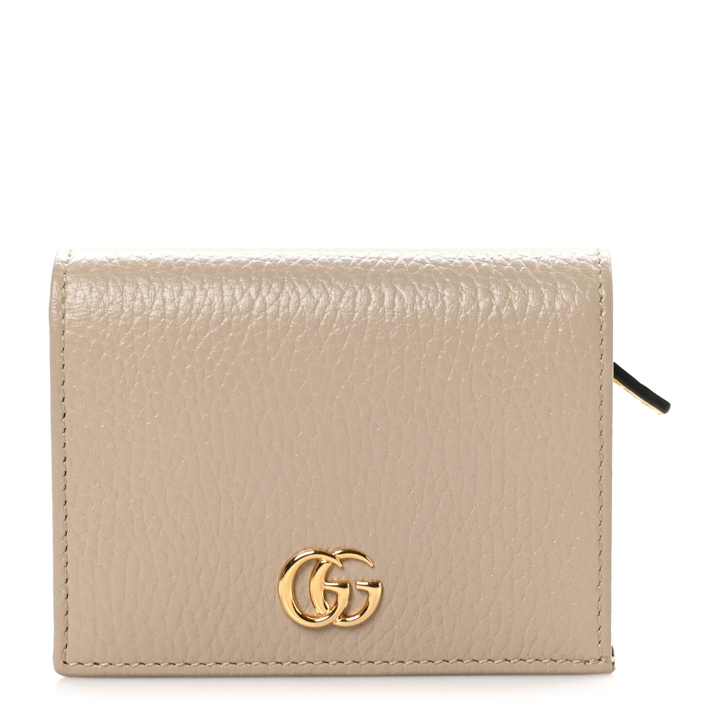 Dollar Calfskin Bi- Color GG Marmont Card Case Oatmeal Banana