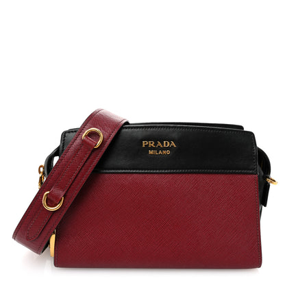 Prada Saffiano Soft Calfskin Bandoliera Bag Fuoco Black 1 of 10
