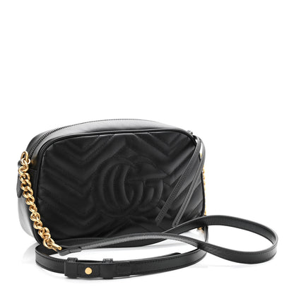 Gucci Calfskin Matelasse Small GG Marmont Chain Shoulder Bag Black 3 of 11
