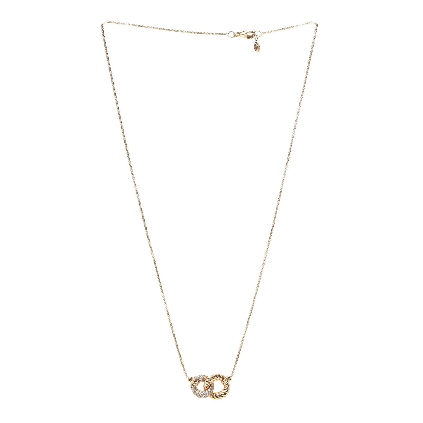 18K Yellow Gold Diamond Pave Extra-Small Belmont Pendant Necklace