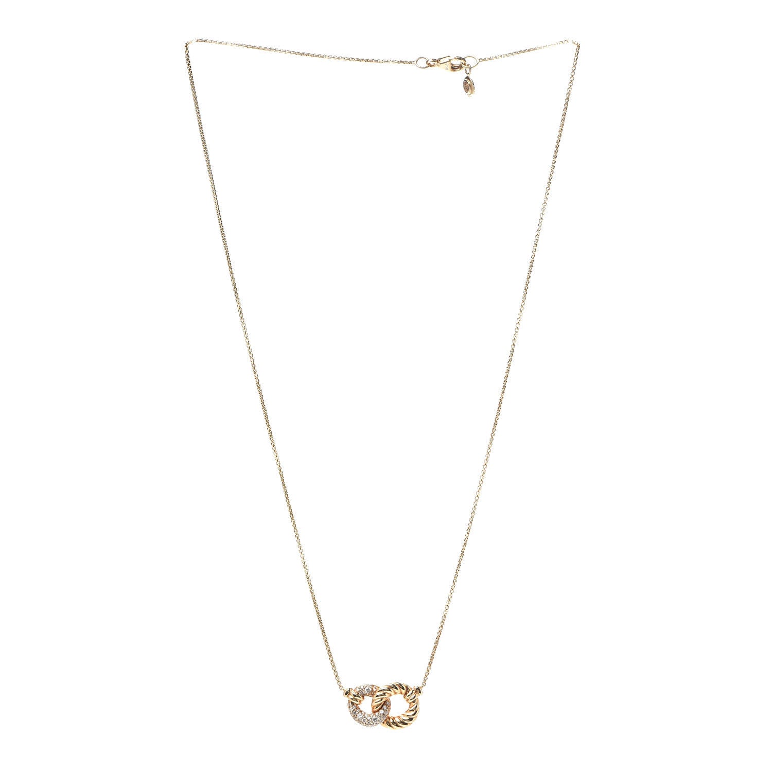 David Yurman 18K Yellow Gold Diamond Pave Extra-Small Belmont Pendant Necklace 3 of 5
