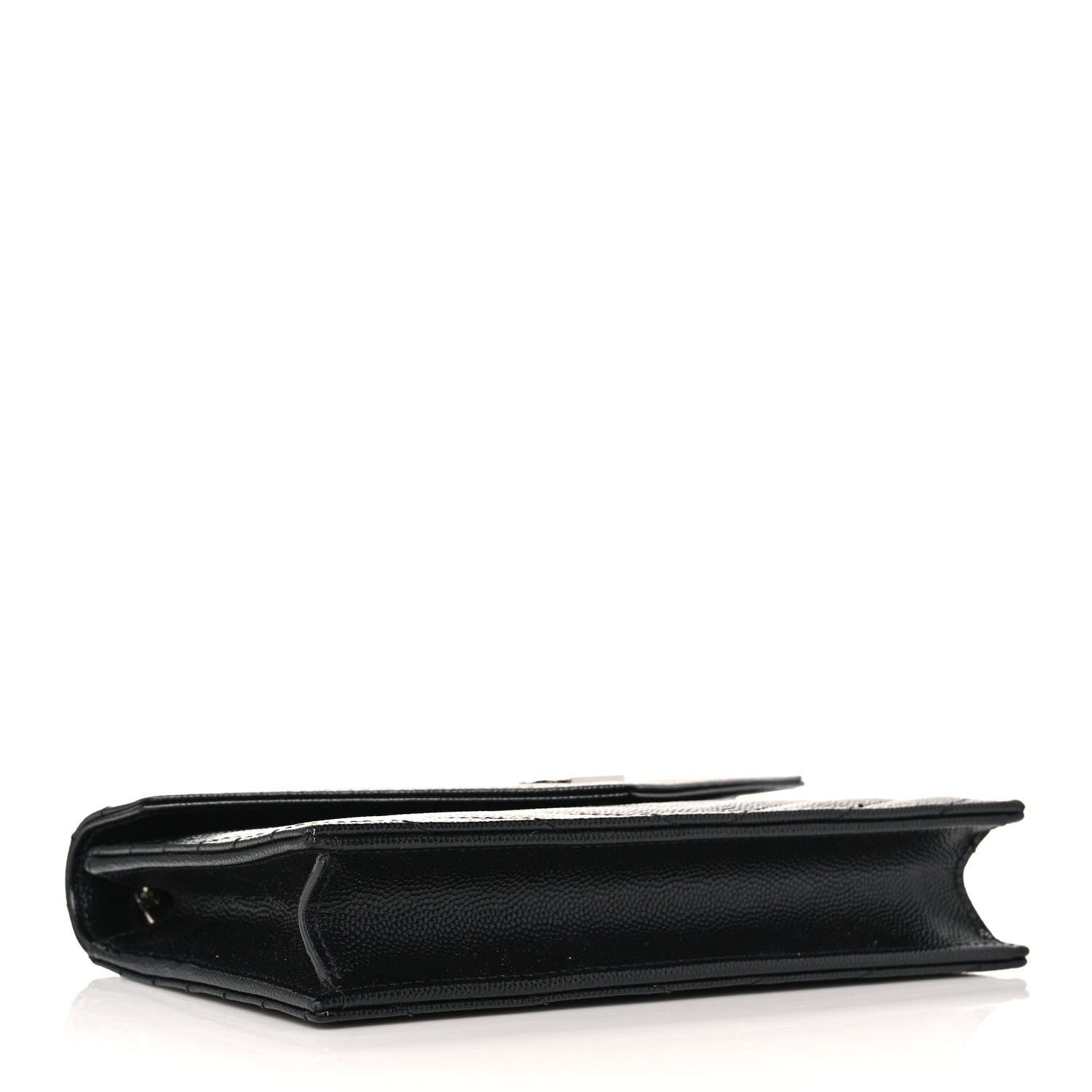 Saint Laurent Grain De Poudre Matelasse Chevron Monogram Envelope Chain Wallet Black 3 of 9