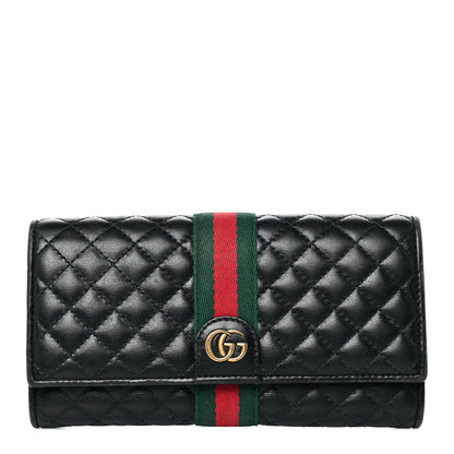 Gucci Calfskin Web Trapuntata GG Continental Wallet Black 1 of 10