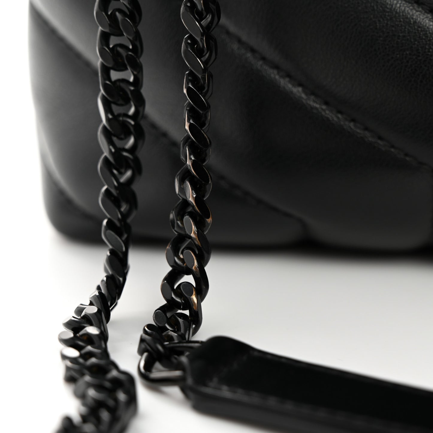 Calfskin Y Quilted Monogram Monochrome Small Loulou Chain Satchel Black