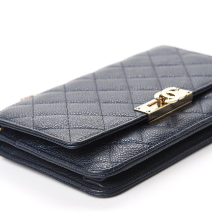 Chanel Iridescent Caviar Quilted Golden Class Wallet On Chain WOC Navy 6 of 11