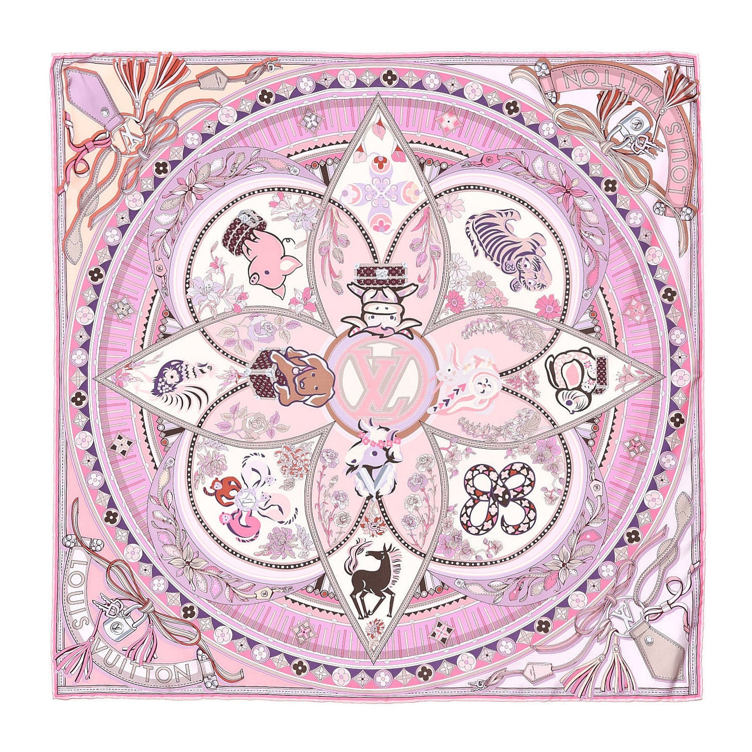 Louis Vuitton Silk Superstition LV Square Scarf Rose Clair 1 of 5