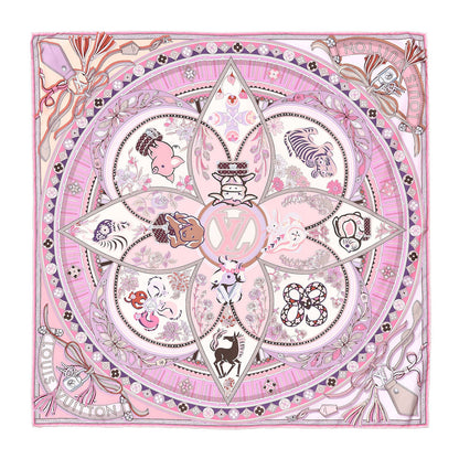 Louis Vuitton Silk Superstition LV Square Scarf Rose Clair 1 of 5