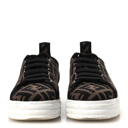 Fendi Fabric FF Micro-Perforated Rise Low Top Sneakers 36.5 Tobacco Black 3 of 12
