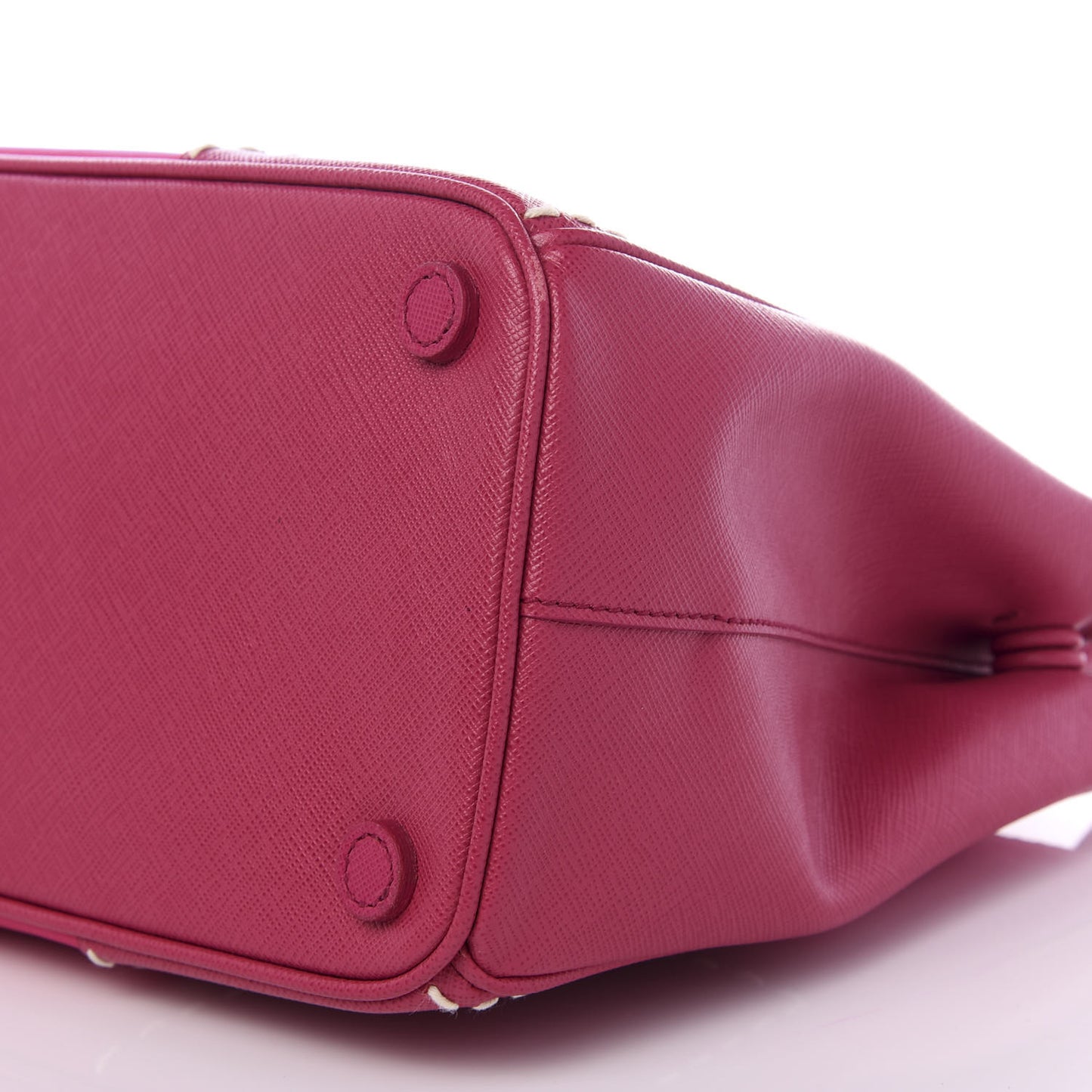 Saffiano Nylon Tessuto Stitched Small Galleria Double Zip Tote Fuxia