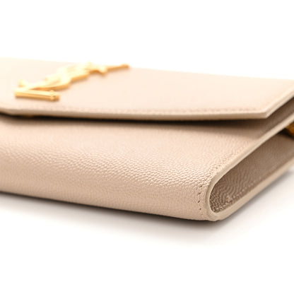 Saint Laurent Grain De Poudre Monogram Uptown Chain Wallet Dark Beige 10 of 12