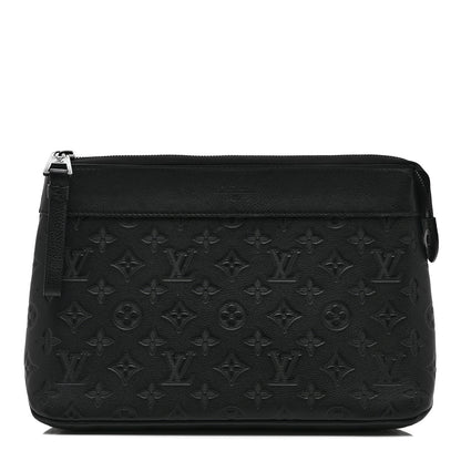 Louis Vuitton Shadow Calfskin Monogram Pochette Voyage Souple Black 1 of 8
