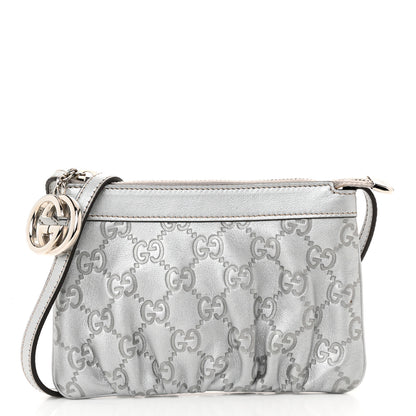 Gucci Metallic Guccissima Small Crossbody Bag Silver 1 of 10