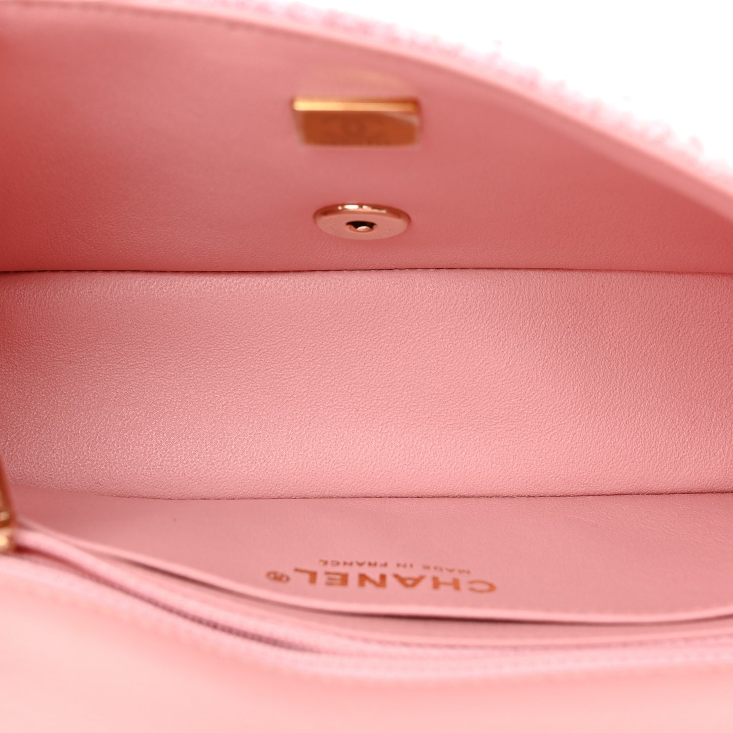 Tweed Quilted Mini Rectangular Flap Light Pink White