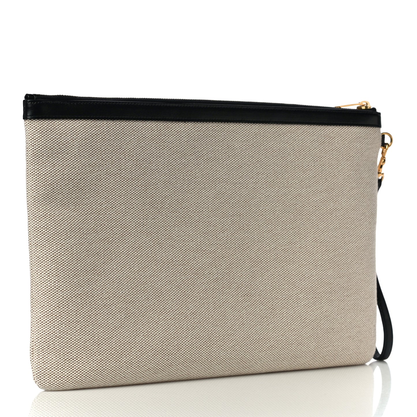 Canvas Monogram Zipped Pouch Beige Black