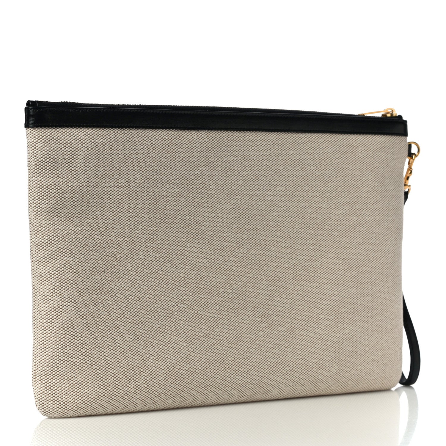 Saint Laurent Canvas Monogram Zipped Pouch Beige Black 3 of 9