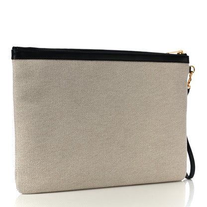 Saint Laurent Canvas Monogram Zipped Pouch Beige Black 3 of 9