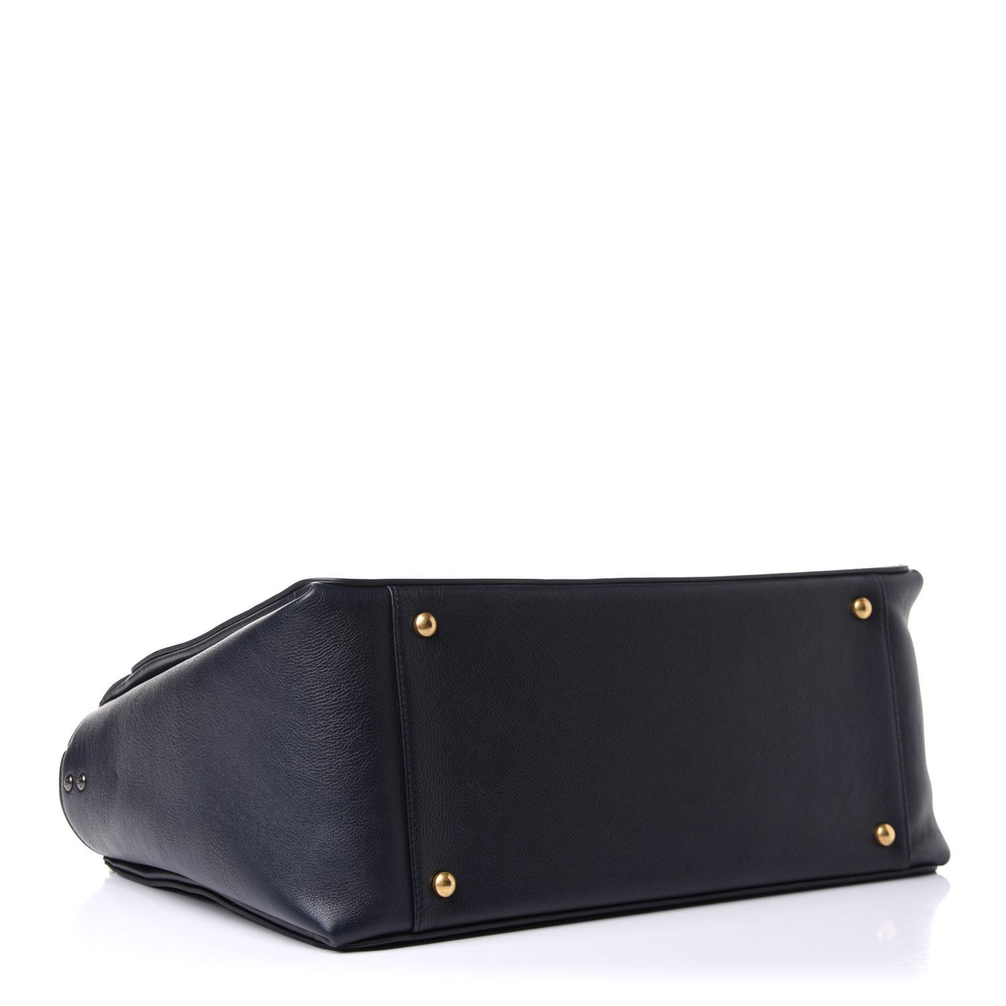 Calfskin Stitched Large Straight Lines Shopping Tote Navy