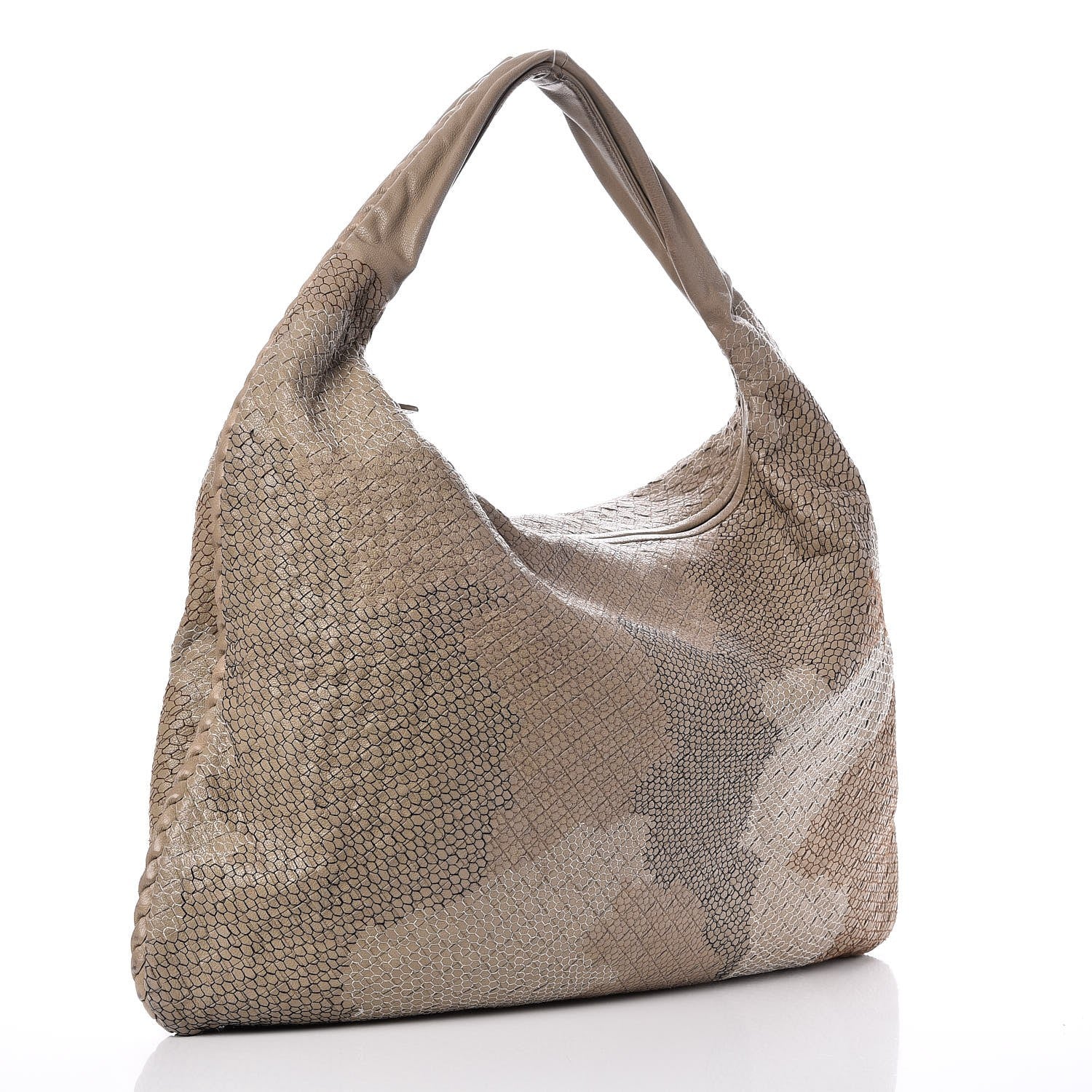 Bottega Veneta Nappa Intrecciato Camo Embroidered Maxi Veneta Hobo Taupe 3 of 7
