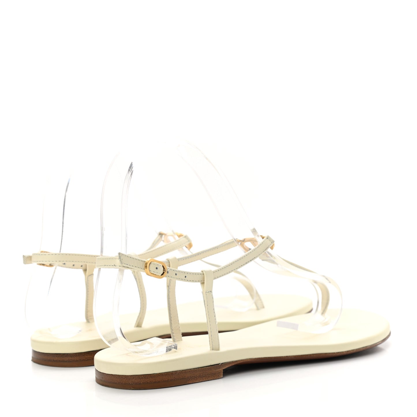 Lambskin Signature T-Strap Sandals 36 Off White