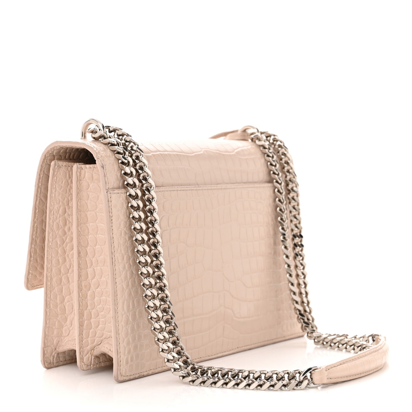 Calfskin Crocodile Embossed Medium Monogram Sunset Rose Antic