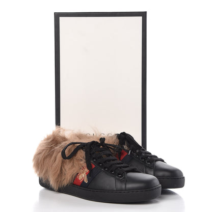 Gucci Calfskin Wool Web Bee Embroidered Mens Ace Sneakers 6 Black 9 of 9