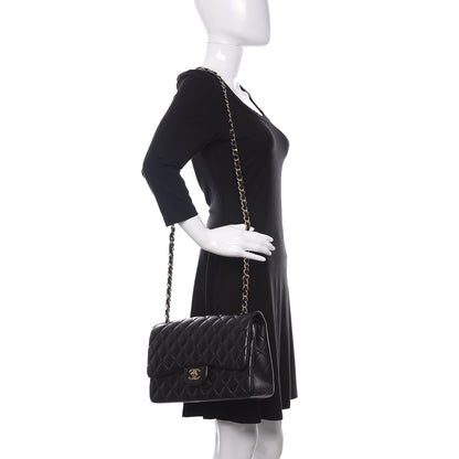Chanel Lambskin Quilted Jumbo Double Flap Black 2 of 10